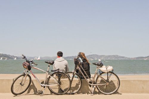 romance bike ocean