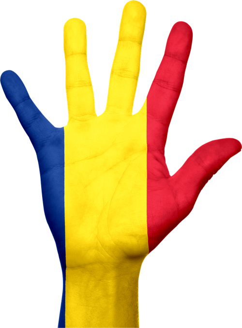 romania flag hand