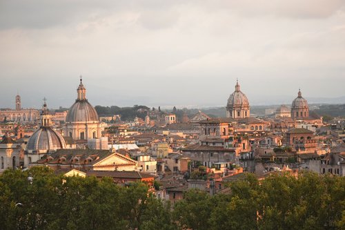 rome  sunset  roofs