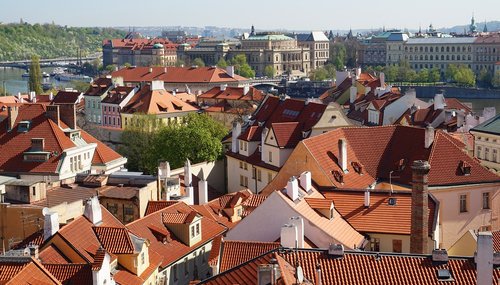 roofs  prague  czechia