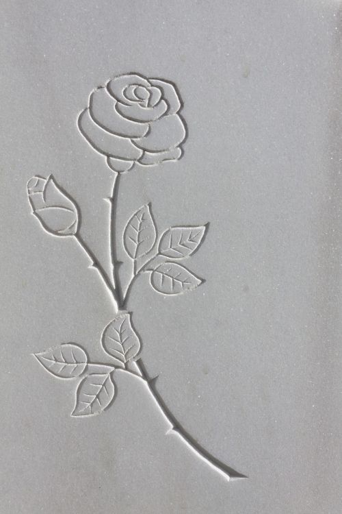 rose thorns rock carving