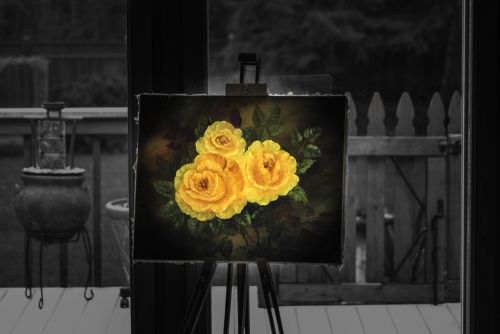 easel painting rose