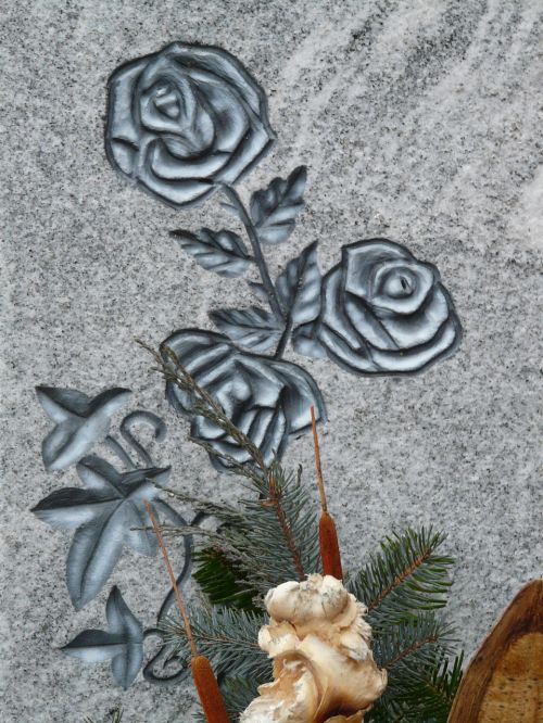 roses tombstone stone