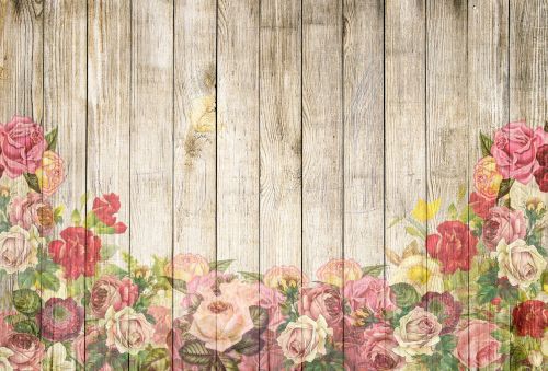 roses wooden wall background