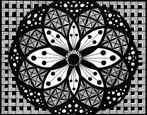 rosette zentangle pictures black and white