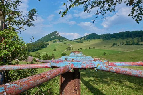 rotary wheel  landscape  mountains