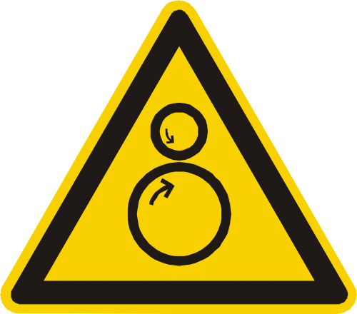 rotating cylinders warning attention