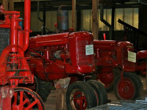 Row Of Old Red Tractors