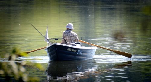 rower angler rowing boat