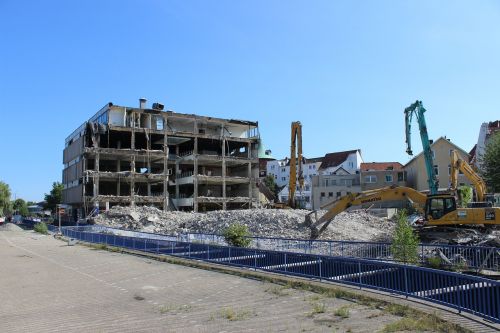 ruin excavator tore off architecture site