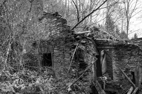 ruin hut remains of a wall