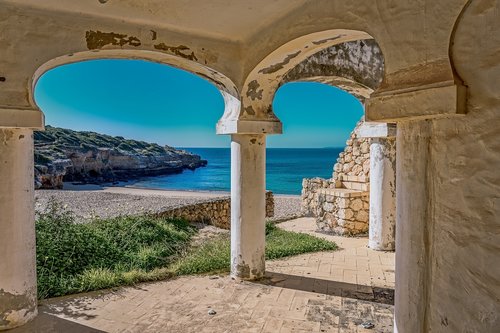 ruin  sea  landscape