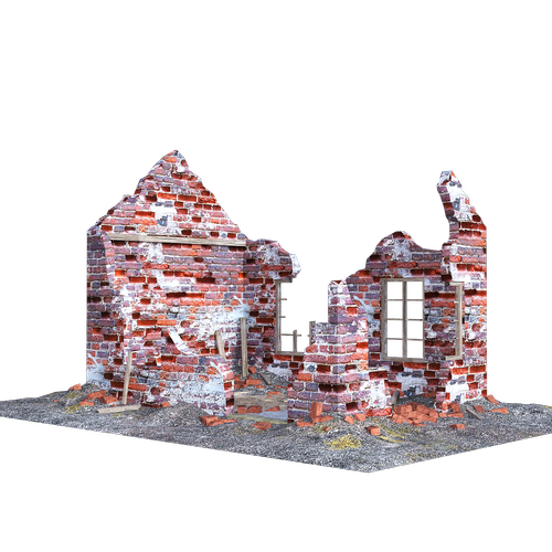 ruined house  isolated  bricks