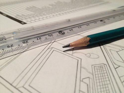 rule technical drawing pencil