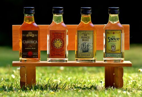 rum alcohol bottles