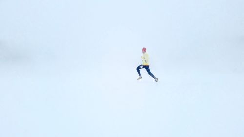 running man snow background snow