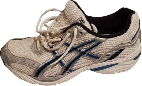running shoe left foot unlaced