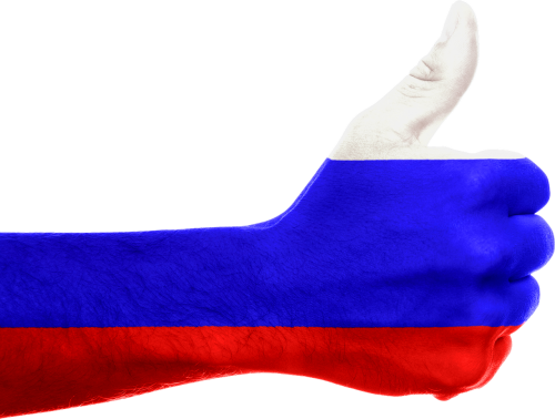 russia flag hand