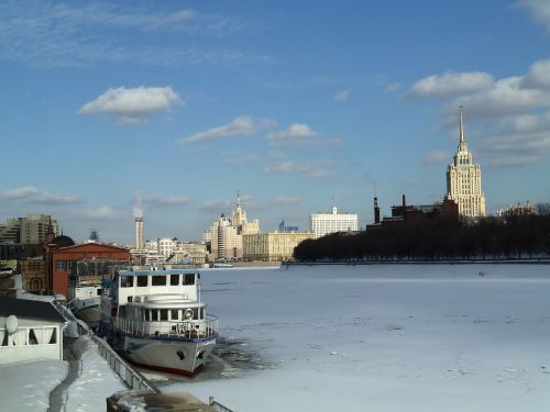 russia frozen river ice