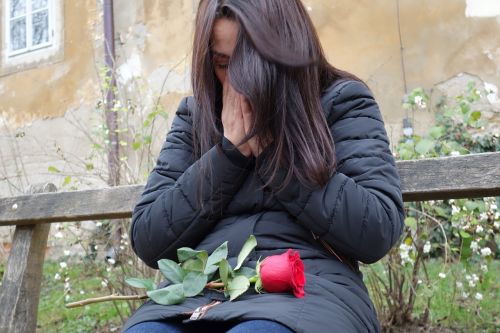 sad girl red rose lost love