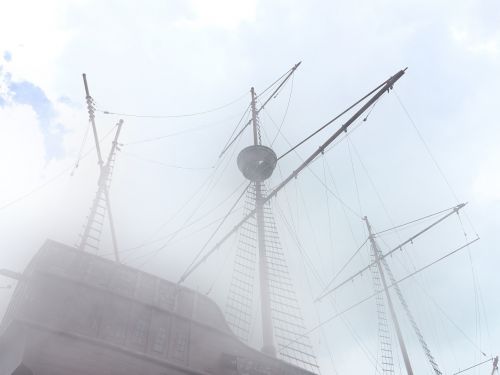 sail ship fog