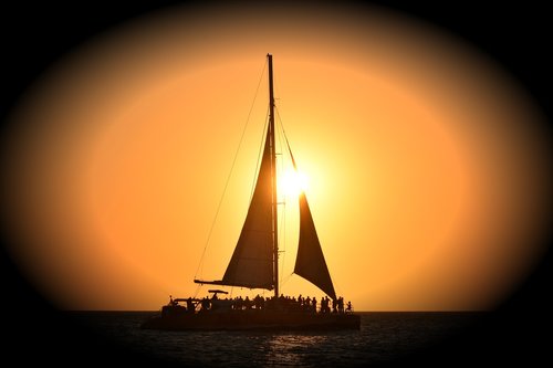 sailboat  sunset  sea