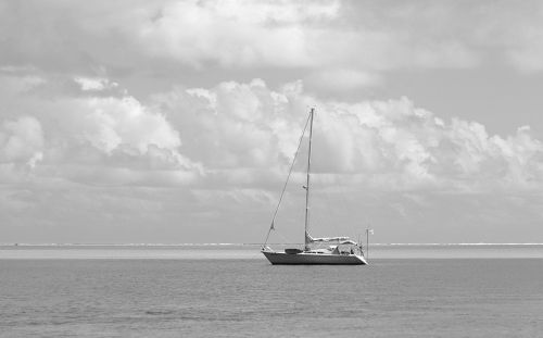 sailboat sky black and white