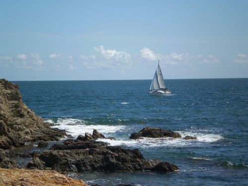 sailing boat coast sea