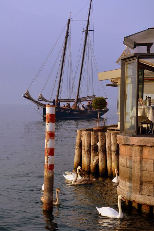 sailing ship mooring lake