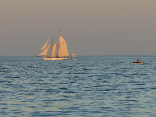 sailing vessel sunset baltic sea