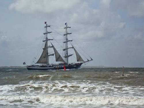 sailing vessel rough seas windy