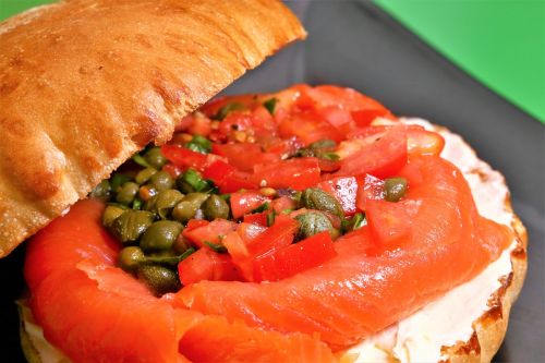 salmon cream cheese sandwich food bread