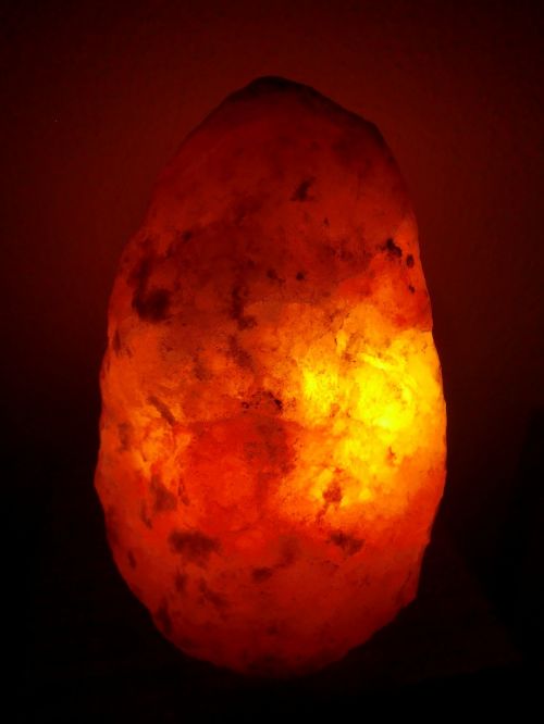 salt crystal lamp light orange