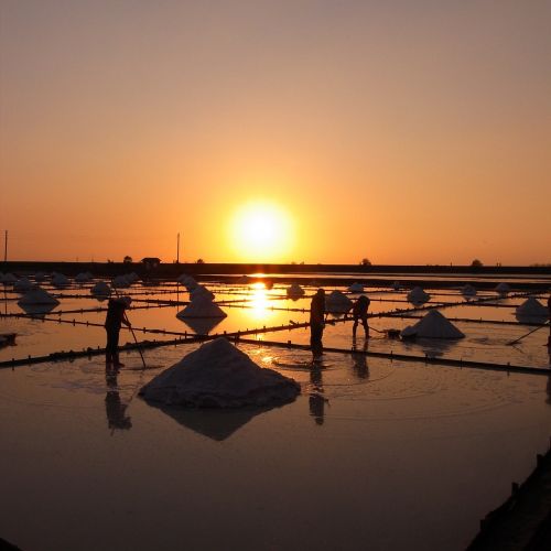 salt pan sunset sky