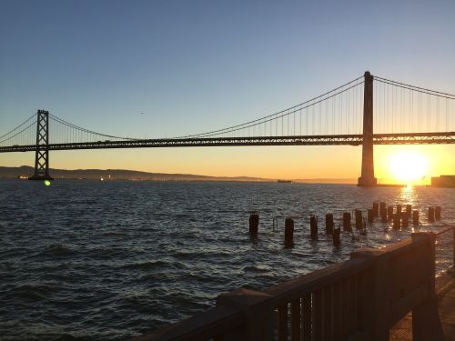 san francisco bay bridge sunrise