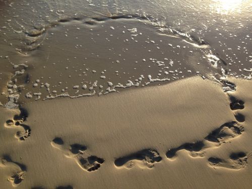 sand footprints water
