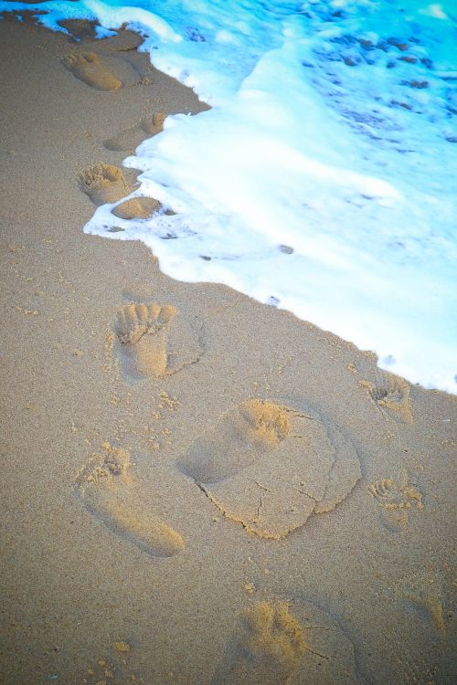 sand beach footprints