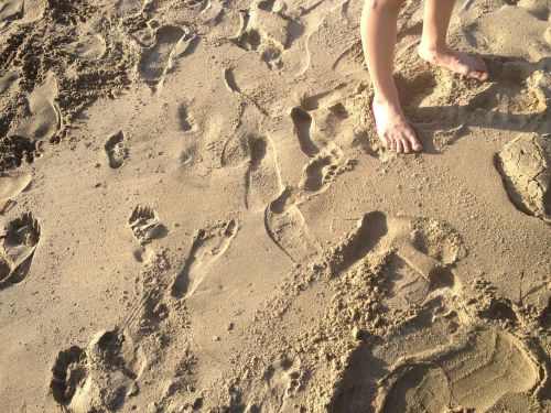 sand footprints feet