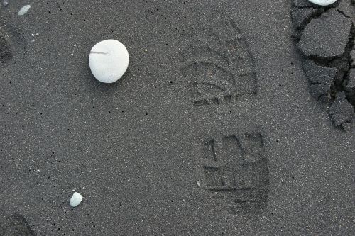 sand footprint stone
