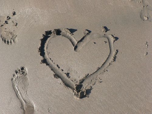 sand heart footprint