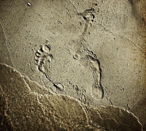 sand beach footprints