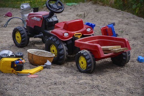 sand pit  children toys  tractor