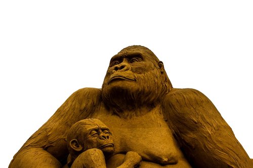 sand sculpture  monkey  gorilla