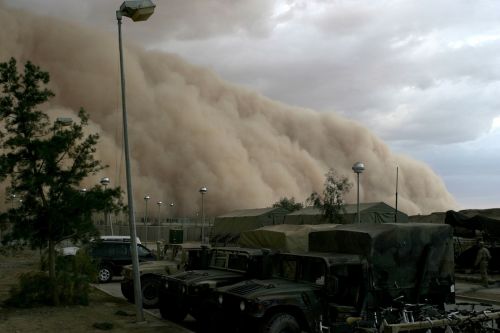 sandstorm military camp desert
