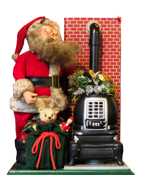 santa claus fireplace isolated