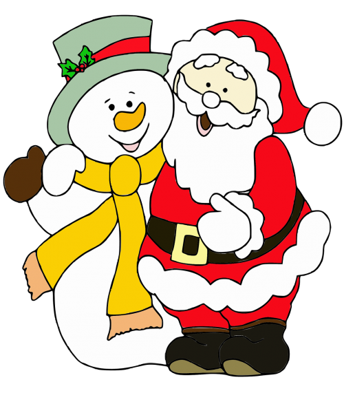 santa claus snowman merry christmas