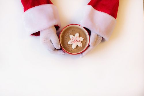 santa claus white background hot chocolate