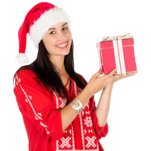 Santa Girl With A Christmas Gift