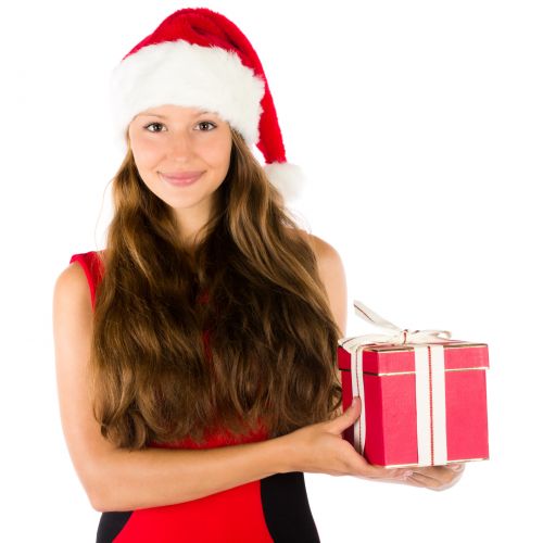 Santa Girl With A Christmas Gift