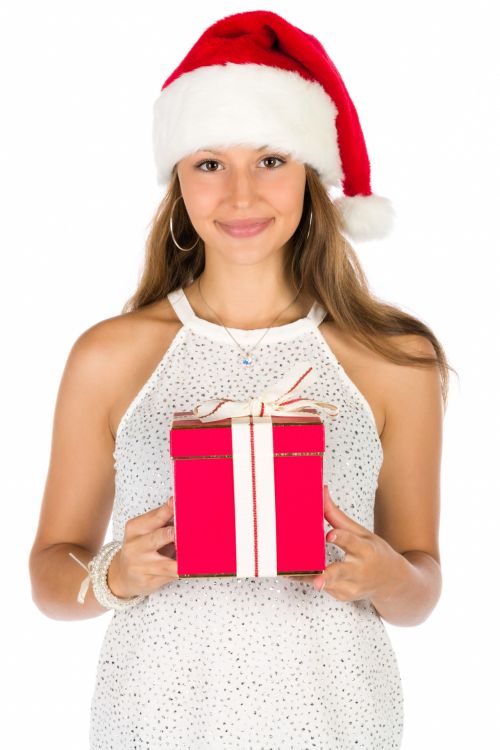 Santa Girl With A Christmas Gift